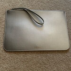 Mansur Gavriel Silver Clutch Sleek and Minimalist